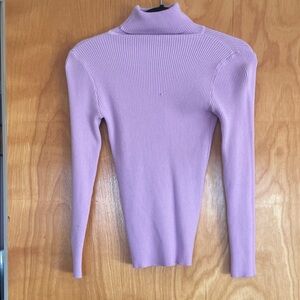 SHEIN Lilac Ribbed Turtleneck Sweater